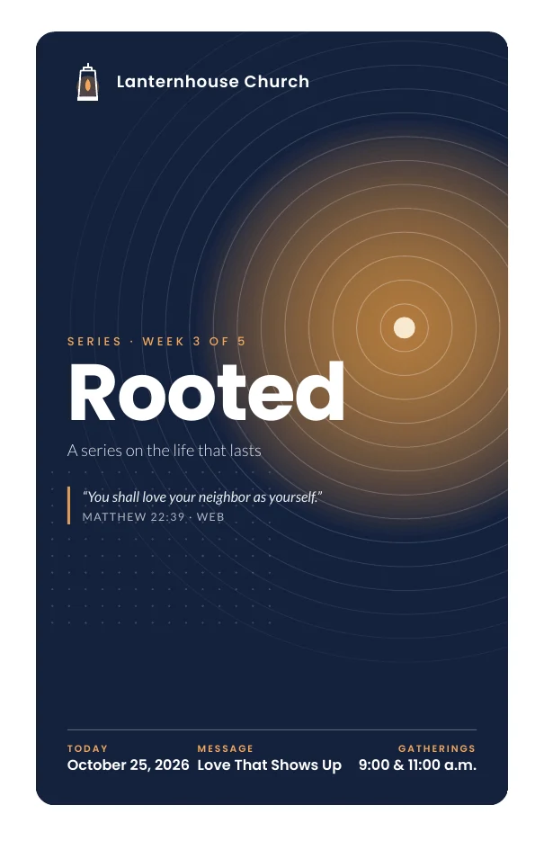 Modern bulletin cover with a sermon series title